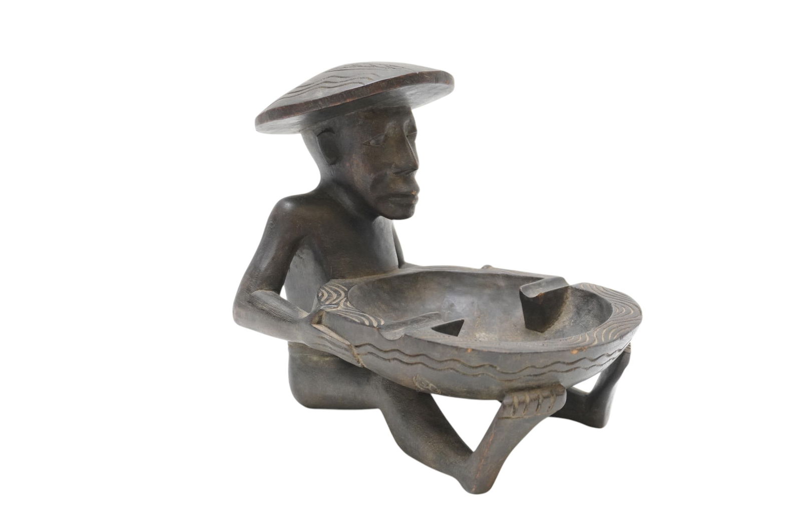 HAND CARVED WOODEN ASHTRAY (1 of 6)