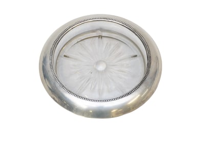 STERLING RIMMED WINE BOTTLE COASTER FRANK M WHITING
