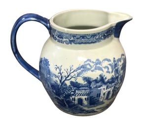 LARGE IRONSTONE VICTORIA WARE BLUE TRANSFER PITCHER
