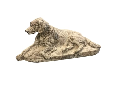 CAST STONE RECUMBENT DOG STATUE