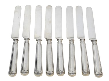 8 CHARLESTON SC COIN SILVER FIDDLE THREAD BUTTER KNIVES