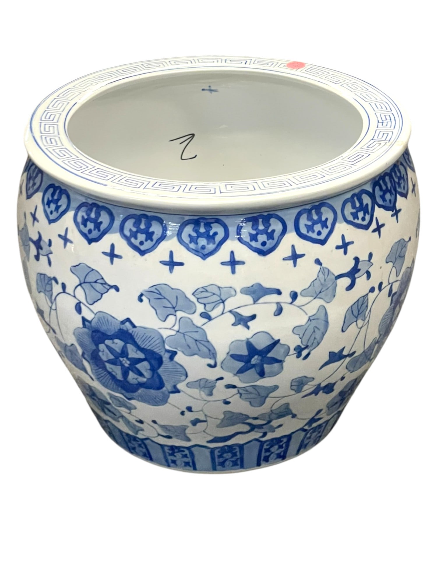 LARGE VINTAGE BLUE & WHITE CHINOISERIE FISH BOWL (1 of 7)
