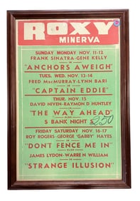 ORIGINAL 1945 ROXY MINERVA LOBBY POSTER FRANK SINATRA +