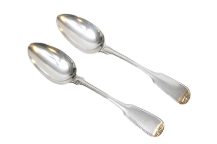 2 CHARLESTON COIN SILVER SERVING SPOONS