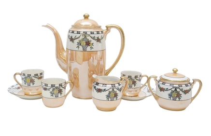 8 pc VINTAGE NORITAKE LUSTER COFFEE SET