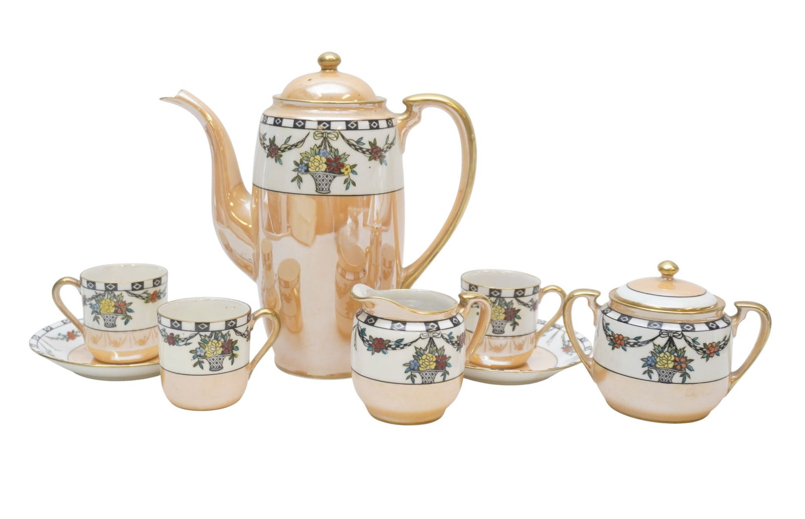 8 pc VINTAGE NORITAKE LUSTER COFFEE SET (1 of 5)