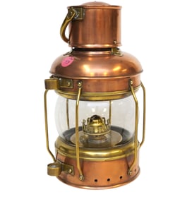 VINTAGE ENGLISH COPPER & BRASS NAUTICAL LAMP