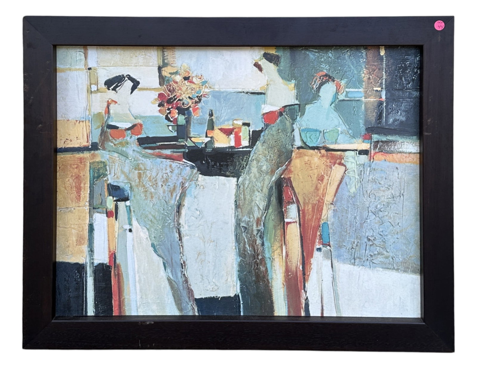 YURI TREMLER POOLSIDE GICLEE ON CANVAS: Contemporary Yuri Tremler (Ukrainian, b. 1961) Poolside I Giclee on Canvas. In black wood frame. In frame measures 33"x26 1/2"x2". Weight 8 lbs 6 oz.