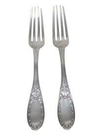 PAIR T.W. RADCLIFFE COIN SILVER DINNER FORKS