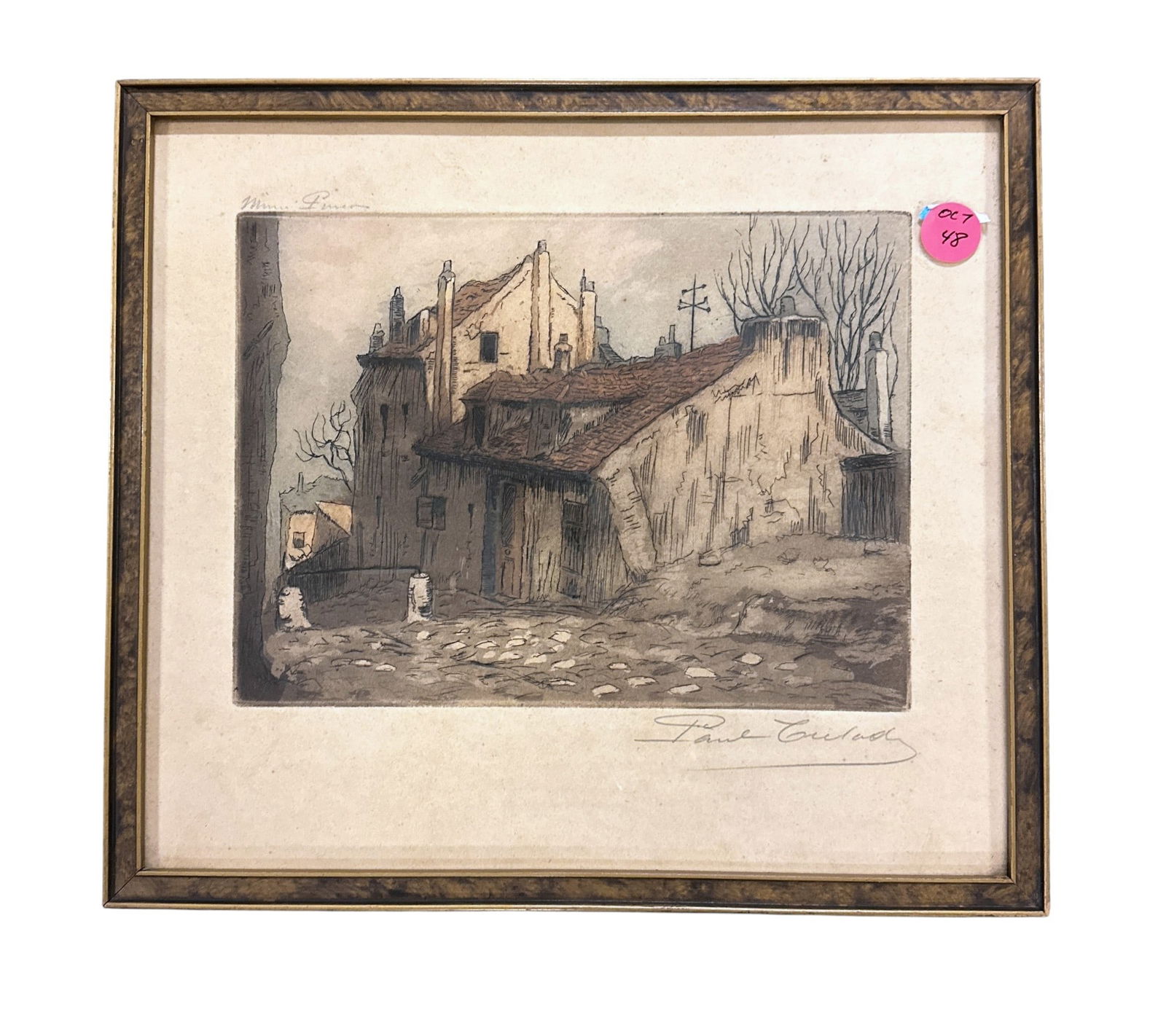 1920s HAND COLORED ETCHING MONTMARTRE PARIS (1 of 5)