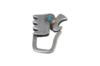 MID CENTURY STERLING SILVER TURQUOISE KEY HOLDER