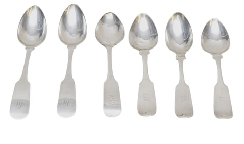 6 CHARLESTON SC COIN SILVER SPOONS