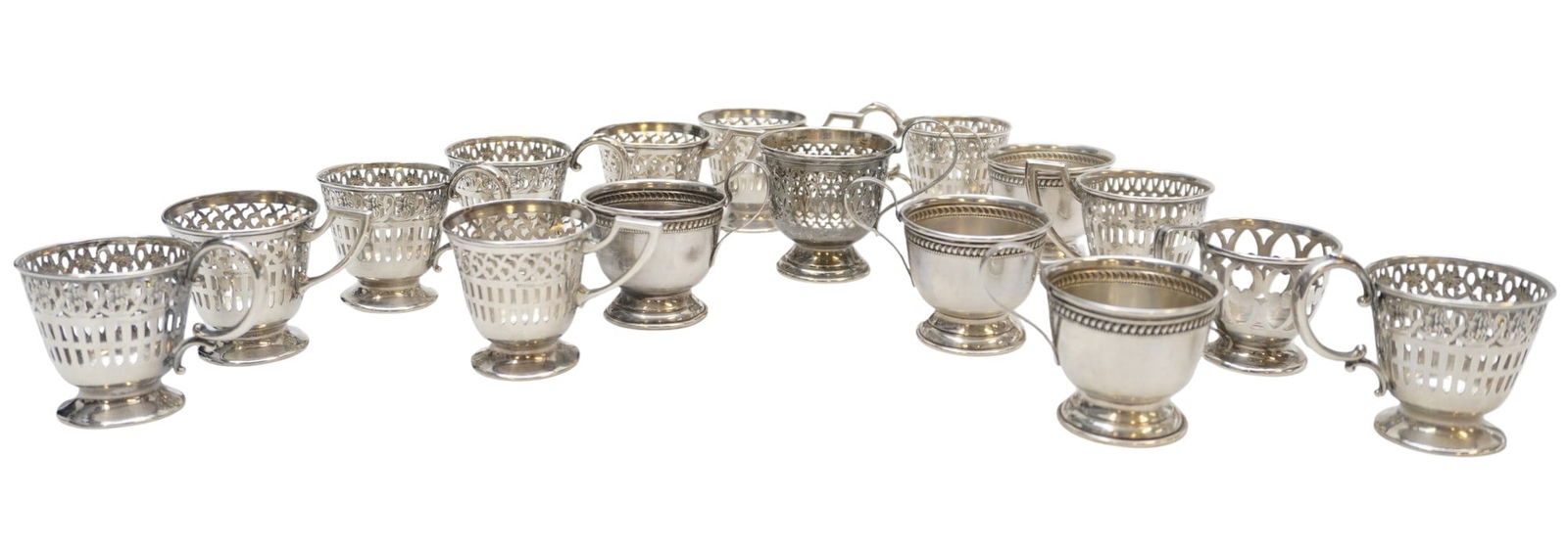 16 VINTAGE STERLING SILVER DEMITASSE CUP HOLDERS (1 of 5)