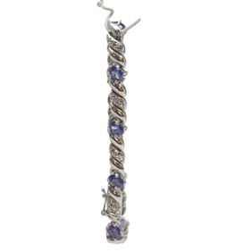 STERLING SILVER TANZANITE DIAMOND ACCENT BRACELET