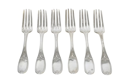 6 CHARLESTON SC COIN SILVER FORKS c 1856