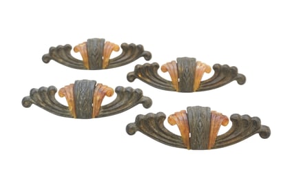 4 ORIGINAL ART DECO BAKELITE WATERFALL PULLS