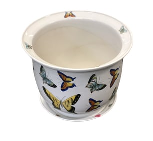 LARGE PORCELAIN JARDINIERE BUTTERFLIES
