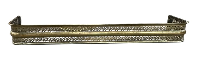 VINTAGE FRENCH COUNTRY LARGE BRASS FIREPLACE FENDER