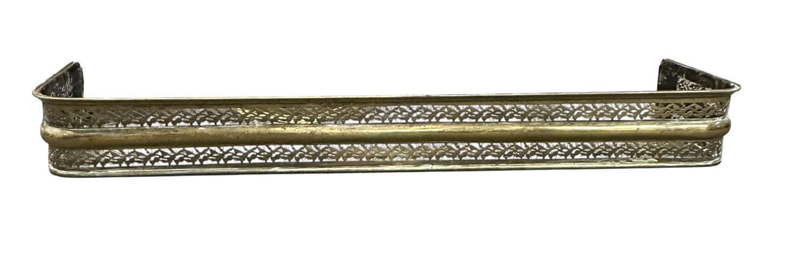 VINTAGE FRENCH COUNTRY LARGE BRASS FIREPLACE FENDER (1 of 3)