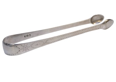1801 GEORGIAN BRIGHT CUT ENGLISH SUGAR TONGS