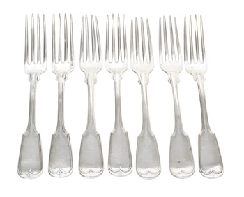 7 CHARLESTON SC COIN SILVER FIDDLE THREAD FORKS