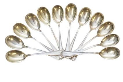 12 STERLING SILVER ICE CREAM SPOONS FAIRFAX DURGIN
