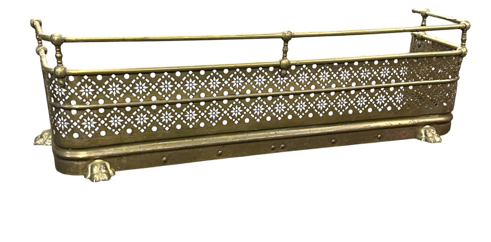 ANTIQUE ENGLISH BRASS FIREPLACE FENDER (1 of 3)