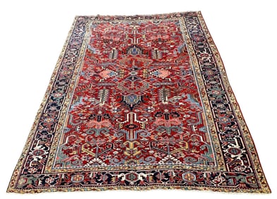 VINTAGE HAND KNOTTED WOOL HERIZ RUG 10ft