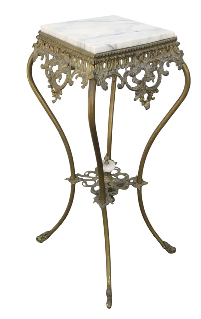ANTIQUE FRENCH GILT BRONZE & MARBLE PLANT STAND (1 of 2)