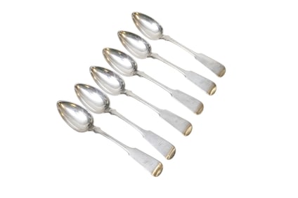 6 CHARLESTON COIN SILVER SOUP SPOONS
