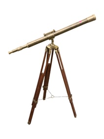 ANTIQUE NAUTICAL BRASS TELESCOPE ON TRIPOD STAND