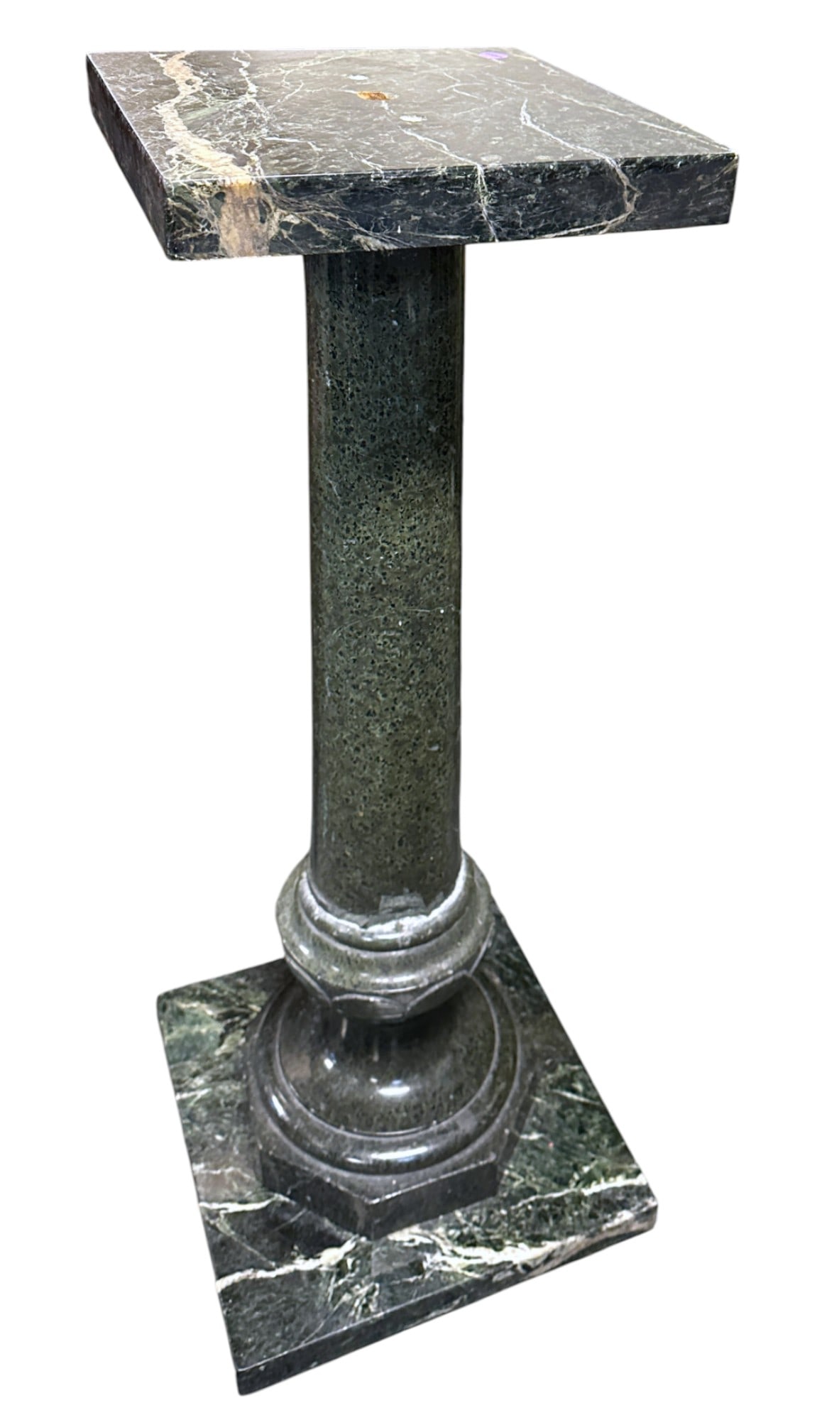 ITALIAN ANTIQUE VERDE ALPI MARBLE PEDESTAL (1 of 4)