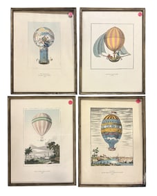 4 COLOR PRINTS HOT AIR BALLOONS 1956