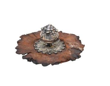 RARE TIFFANY SILVER & LEATHER PAPER WEIGHT