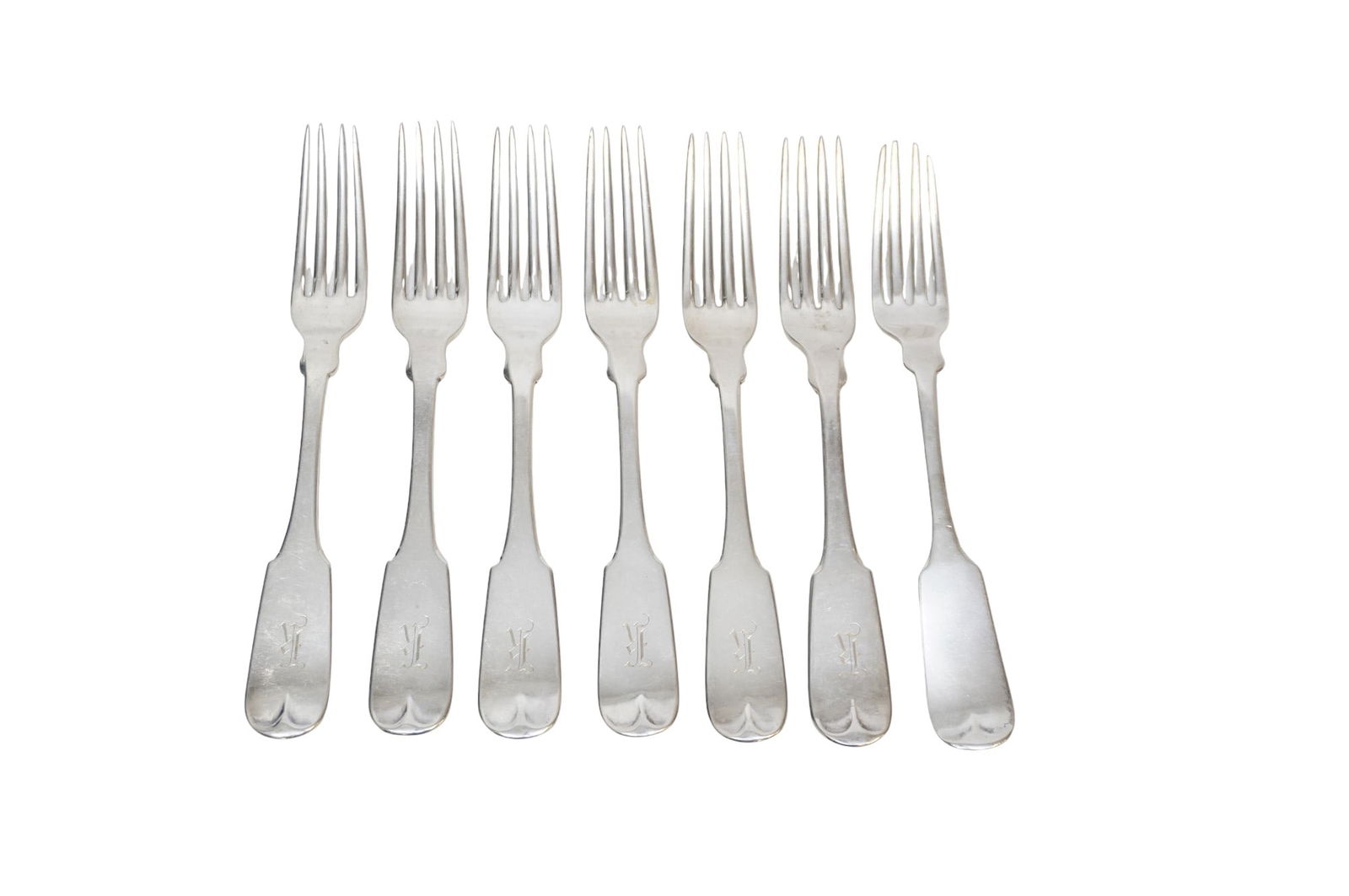 7 CHARLESTON SC COIN SILVER FIDDLE THREAD DINNER FORKS (1 of 2)
