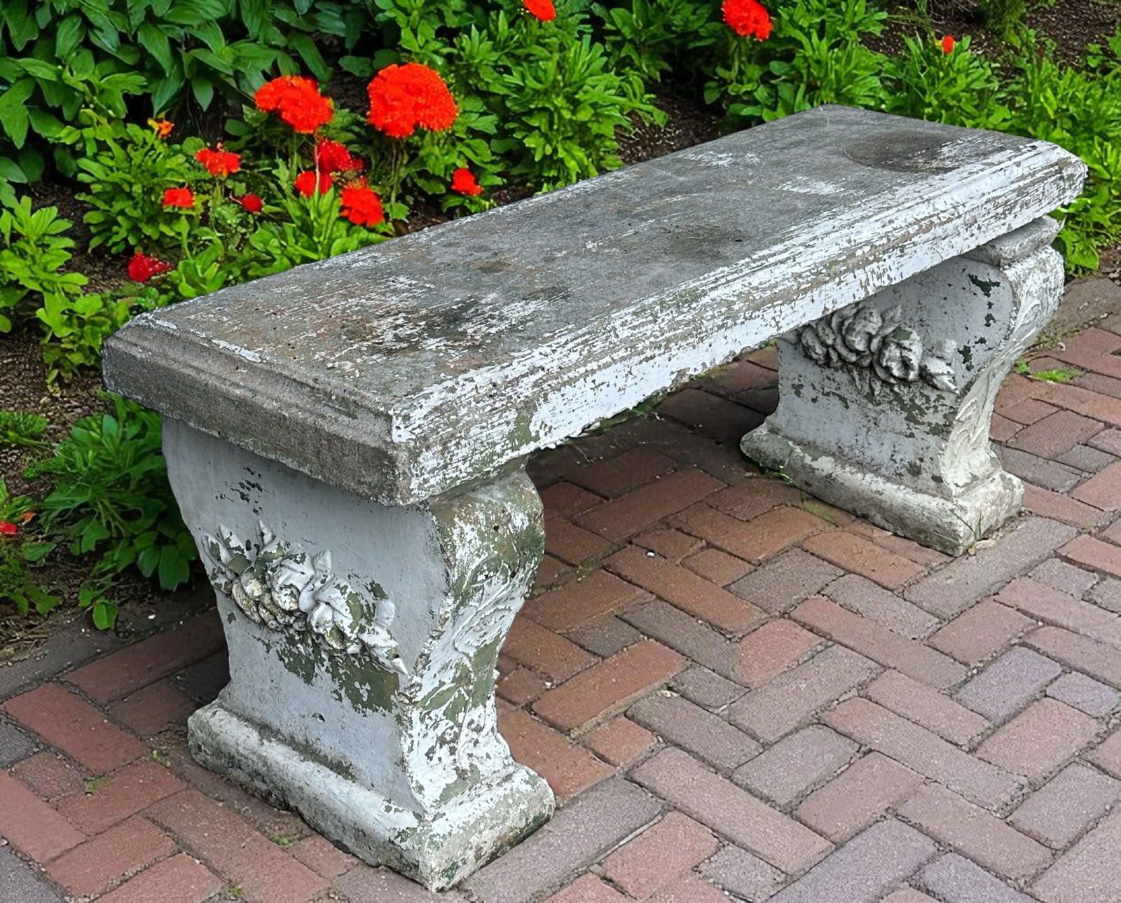 NEOCLASSICAL CAST STONE GARDEN BENCH (1 of 6)