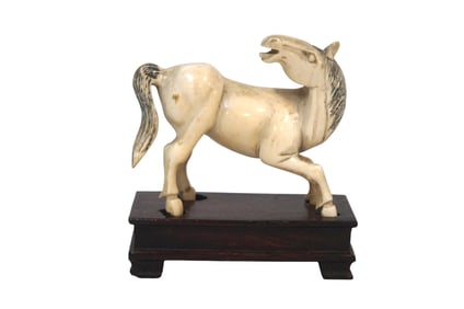 VINTAGE JAPANESE CARVED BONE HORSE
