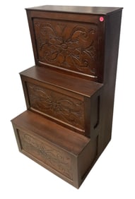 ART NOUVEAU CARVED LIBRARY STEPS