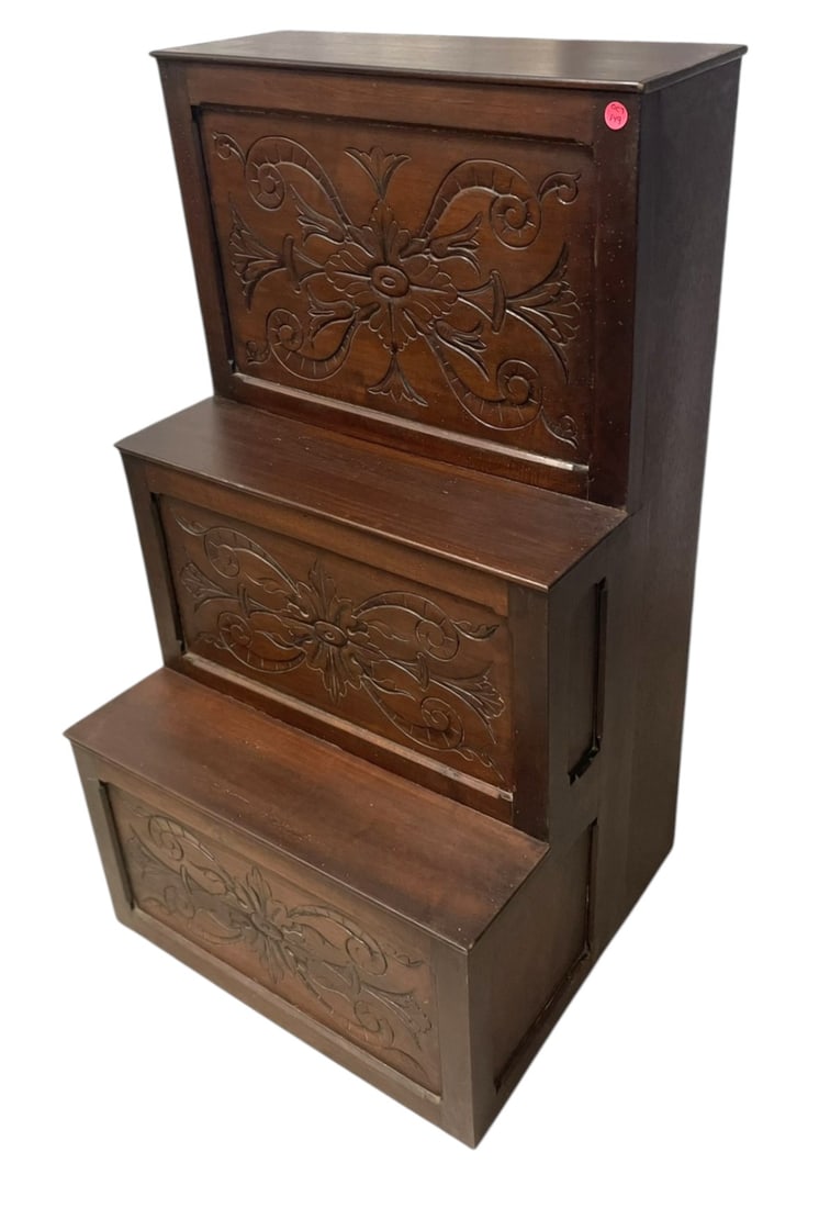 ART NOUVEAU CARVED LIBRARY STEPS (1 of 5)