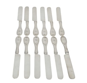12 CHARLESTON SC COIN SILVER BUTTER KNIVES c 1856