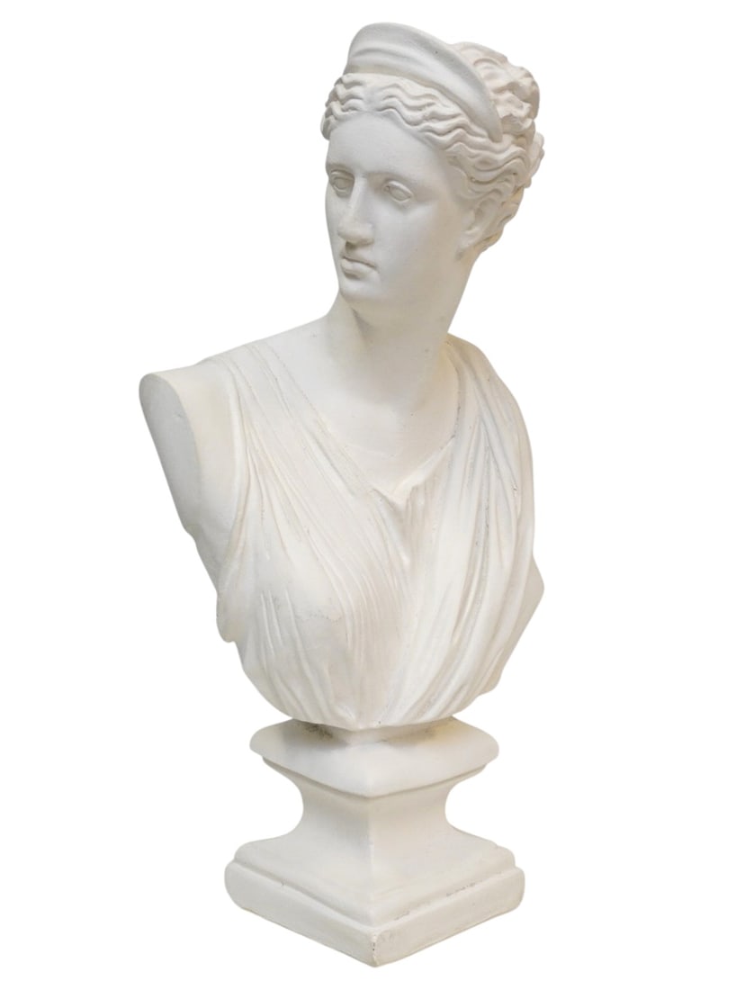 LARGE VINTAGE ITALIAN PLASTER BUST DIANA (1 of 5)