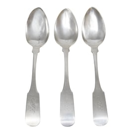 3 CHARLESTON COIN SILVER SERVING SPOONS EWAN