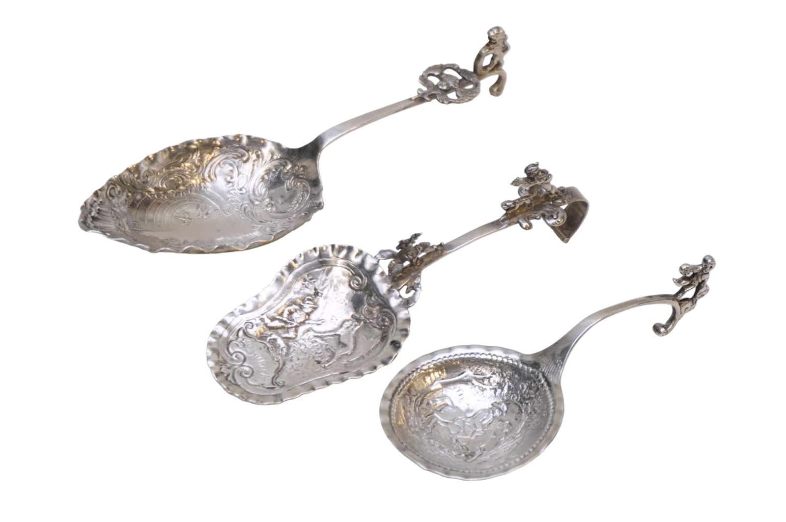 3 ORNATE ANTIQUE SILVER HANAU SERVING SPOONS (1 of 8)