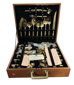 144 pc SOLID NICKEL BRONZE FLATWARE SVC FOR 12