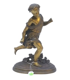 DUCHOISELLE FRENCH BRONZE GIRL AT PLAY