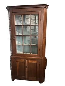 ANTIQUE FARMHOUSE CORNER CUPBOARD DISPLAY CABINET