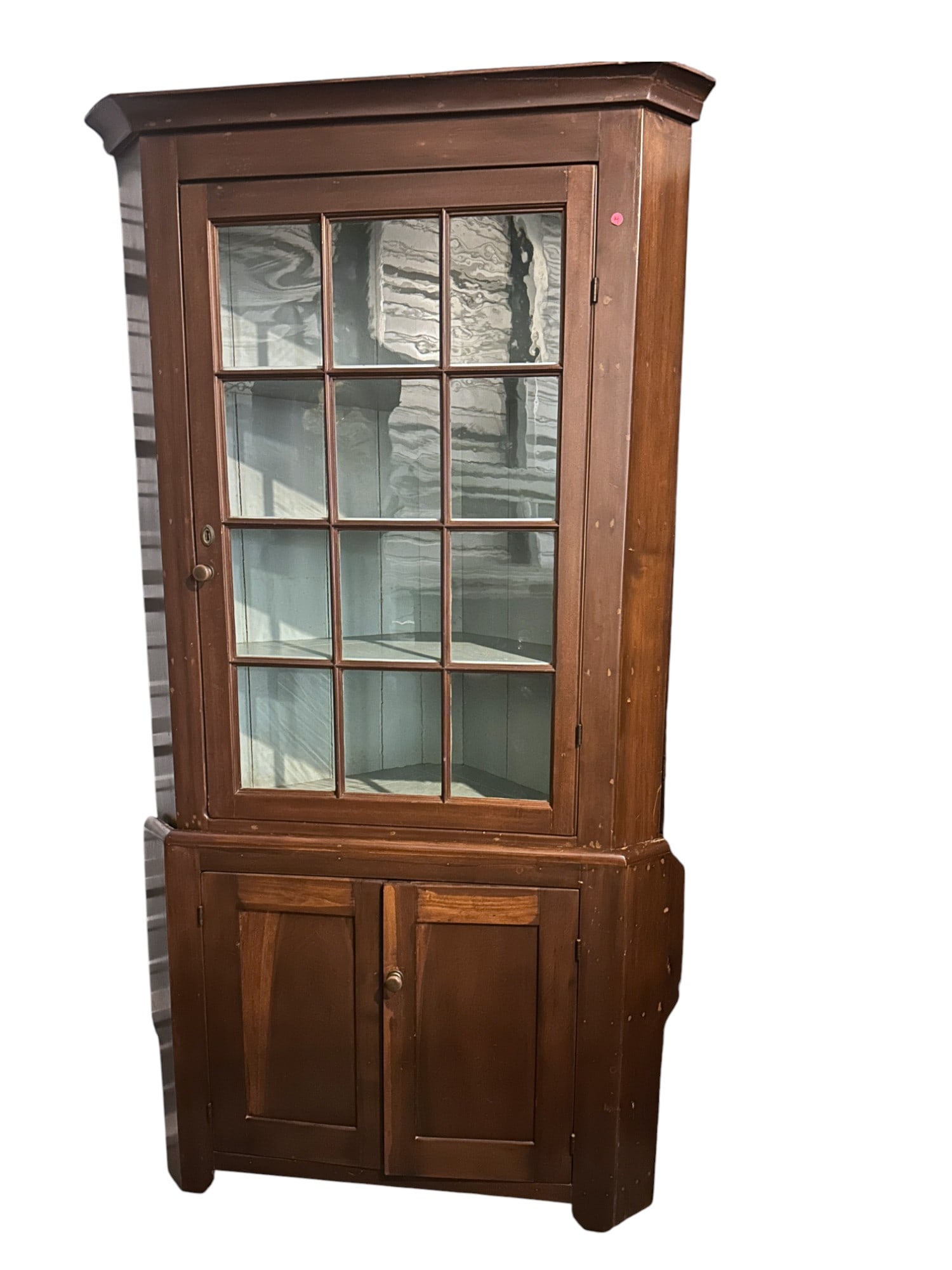 ANTIQUE FARMHOUSE CORNER CUPBOARD DISPLAY CABINET (1 of 1)