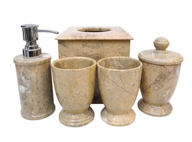 5 pc CONTEMPORARY MARBLE BATHROOM SET