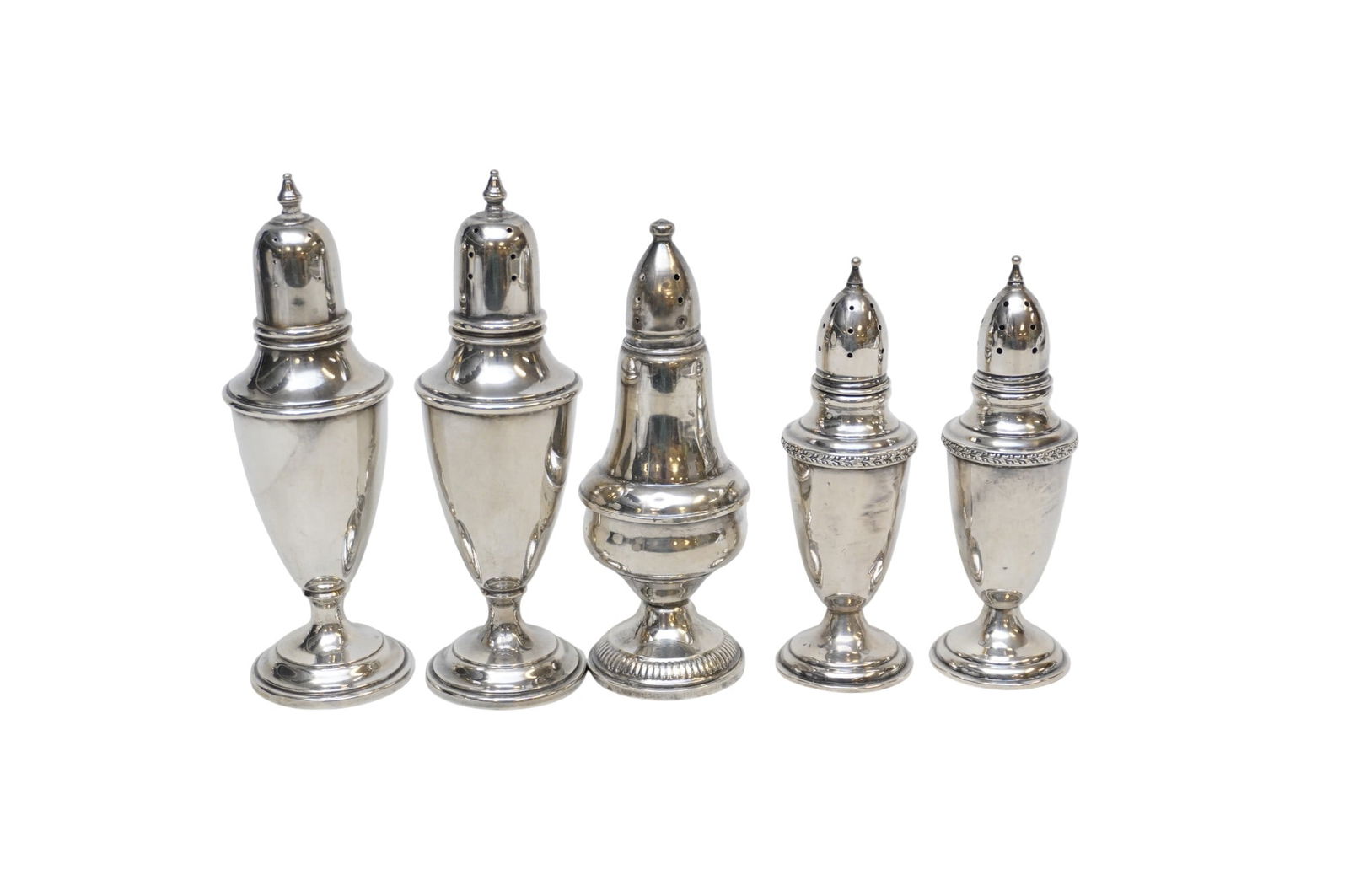 5 STERLING SILVER SALT & PEPPER SHAKERS (1 of 3)