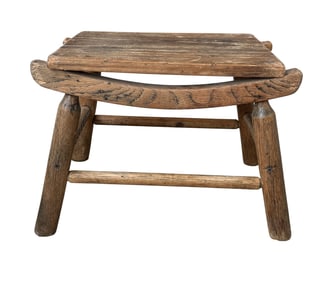 ANTIQUE CHINESE RUSTIC ELM STOOL